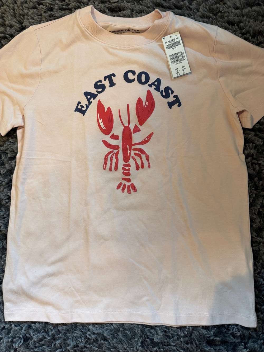 abercrombie kids Peach Tee with Red Lobster Graphic
